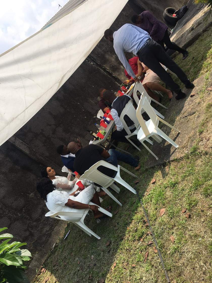 Nigerian couple holds their wedding reception with 7 guests under one canopy at a backyard (photos)