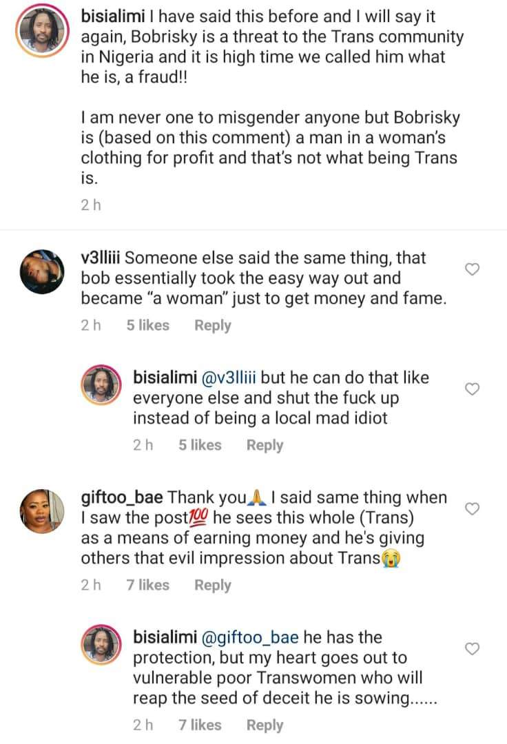 'He is a fraud'- Bisi Alimi blasts Bobrisky, says he is a threat to Trans community in Nigeria