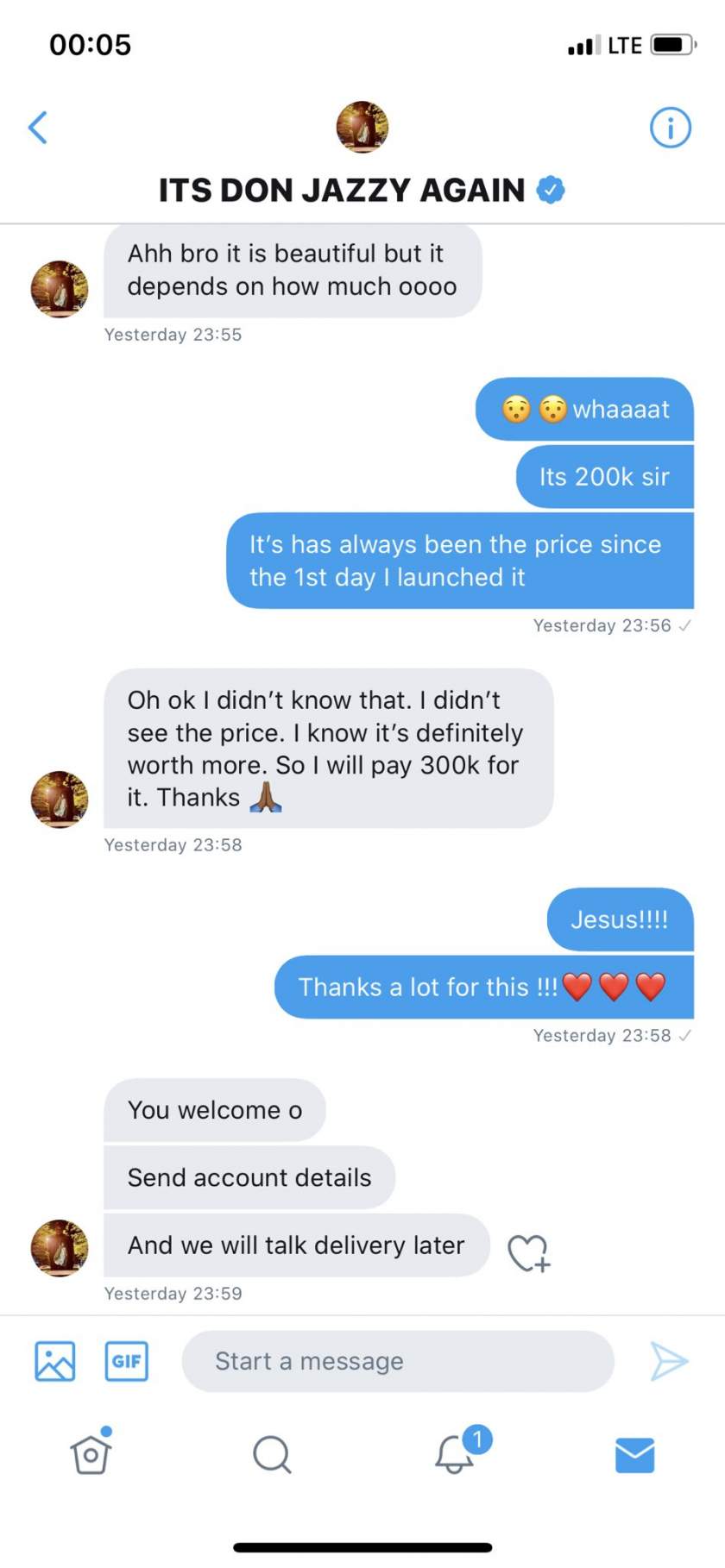 Fans hail Don Jazzy after he bought the artwork of a Twitter artist for N300k