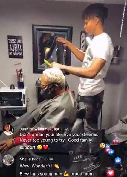 Proud mother builds fully equipped barber shop for her 16-year-old son (Video)