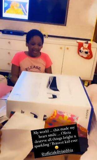 Singer, 2Face Idibia and wife gift their daughter, Olivia a PS5 for her 7th birthday (Video)