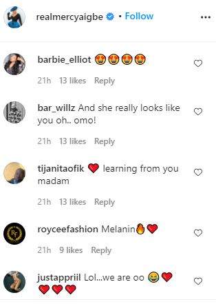 'She's learning from you, madam' - Reactions as Mercy Aigbe complained about her daughter's new photos