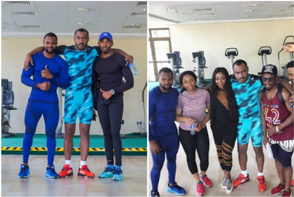 Kemen Hangs Out With Ini Edo, Vincent Enyeama At The Gym