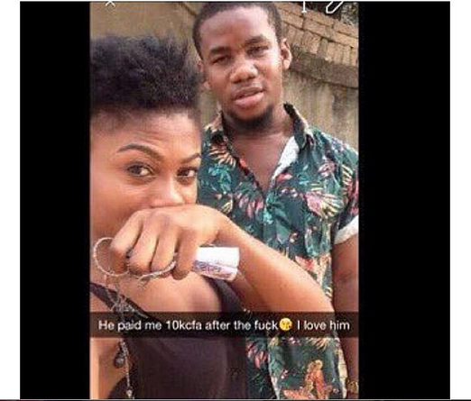 "He Paid Me ₦5,000 After The F*ck" - Girl Brags And Happily Post Photos Of Herself And A Guy