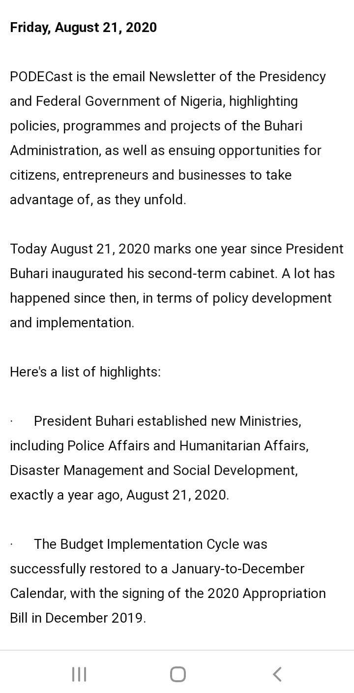 Buhari lists CAMA, 774,000 jobs, NYSC allowance, others as second-term achievements (Full list)