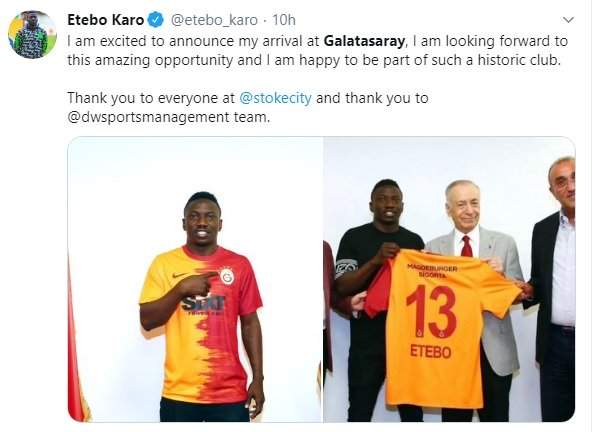 Nigerian midfielder, Etebo joins Galatasaray