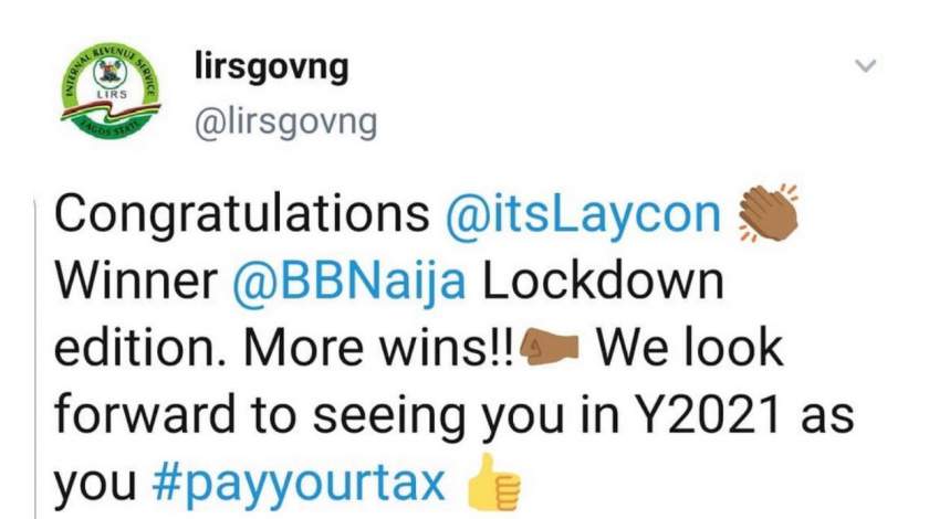 BBNaija 2020: We look forward to seeing you pay your tax - Lagos govt tells Laycon