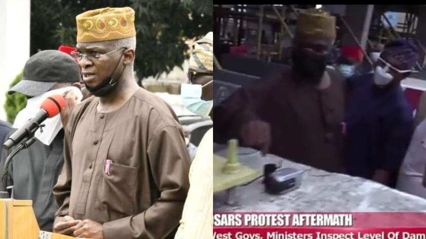 End SARS shootings: Buhari's Minister, Fashola discovers hidden camera at Lekki Toll Gate