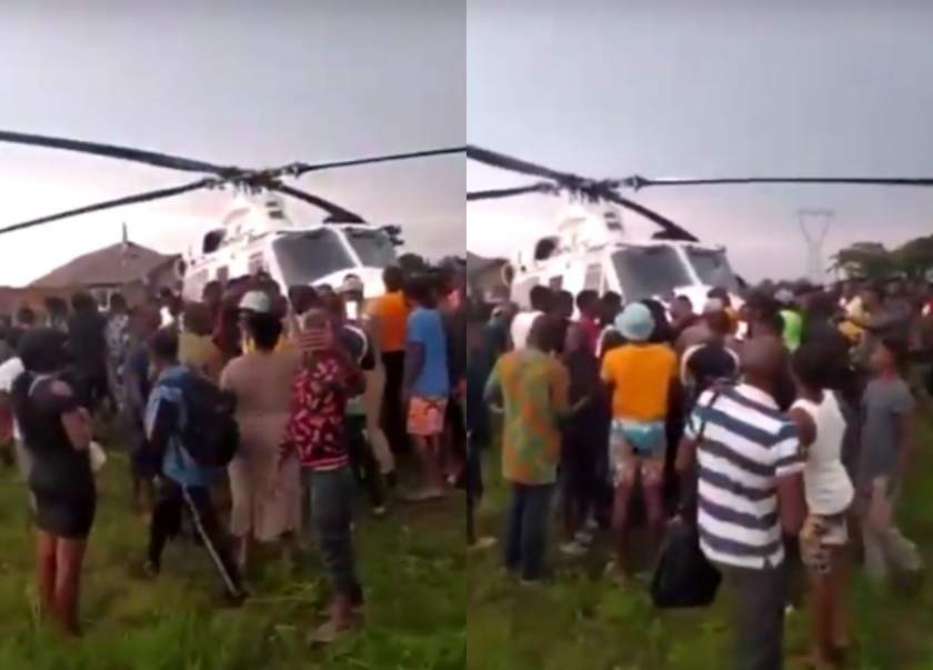 End SARS: Edo people seize helicopter (Video)