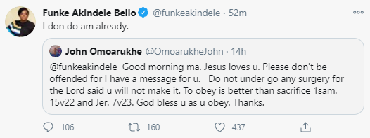 'I don do am' - Funke Akindele replies prophet who warned her against cosmetic surgery