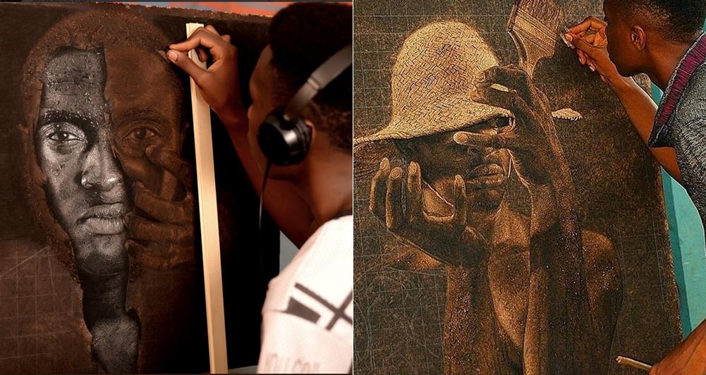 Meet Nigerian Artist Alex Peter Who Draws With Razor Blade On Wood (Photos)