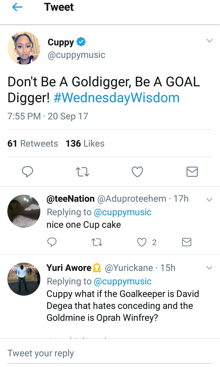 'Be A Goal Digger, Don't Be A Gold Digger'- DJ Cuppy