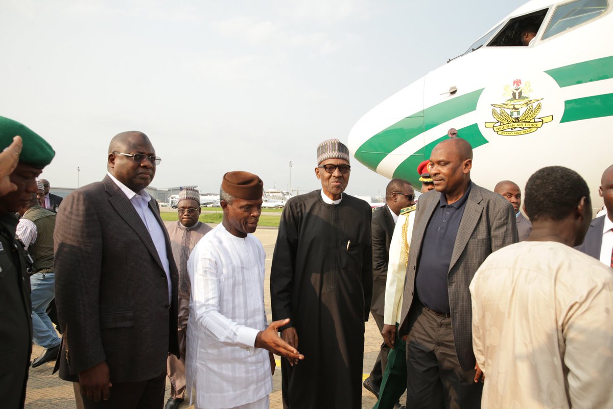President Muhammadu Buhari Is Back In Nigeria (Photos)