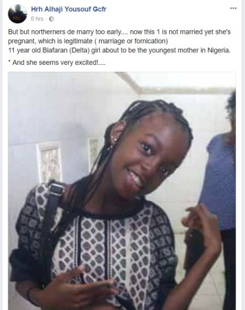 Photos: Facebook User Claims This 11year Old Girl Is The Youngest Mother In Nigeria