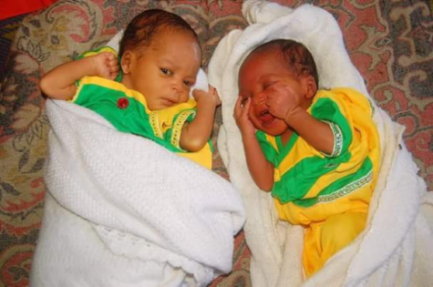 Adorable Photos: Identical Nigerian Twin Girls Carry Their Day-old Newborn Identical Twin Brothers