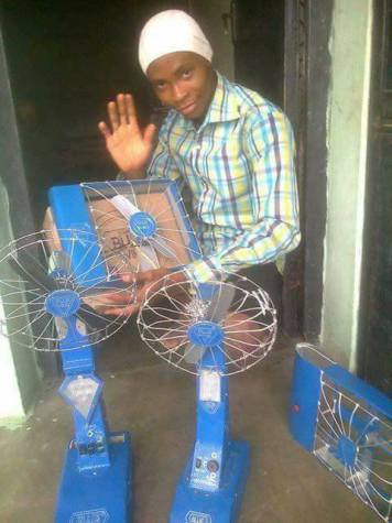 Photos: 14-Year-old Nigerian Boy Creates 'Blue Wind' Fans That Work With Rechargeable Batterie