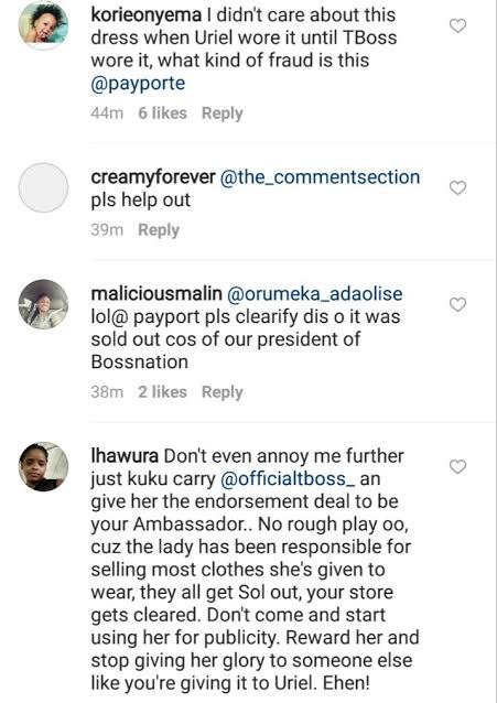 TBoss Fans Come for Payporte for Accrediting a Sold Out Dress to Uriel instead of TBoss