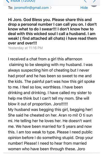 Sidechick reports Man to his Wife after he cheated on her with her friends