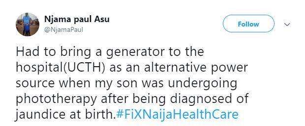 Nigerian Dad narrates how he had to take a generator to the hospital for his child's treatment (photo)