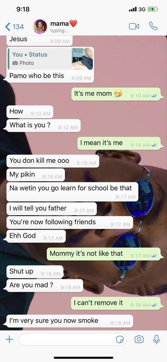 Hilarious conversation between a Nigerian mum and her son who just got a tattoo (Screenshots)