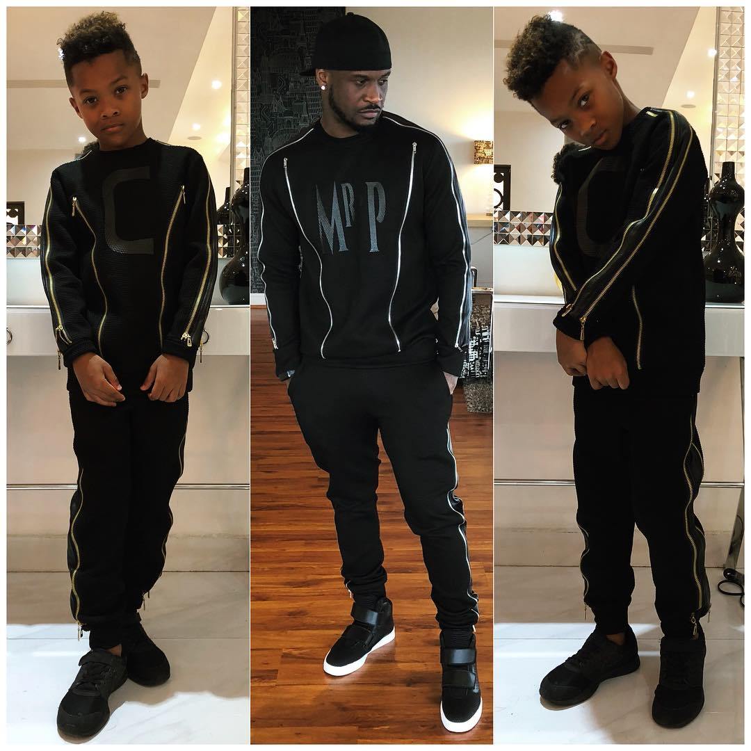 Adorable Photo Peter Okoye And His Son, Cameron Rock Matching Outfits (Photos)