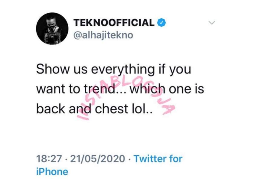 'Show Us Everything If You Want To Trend' - Tekno Tells Seyi Shay