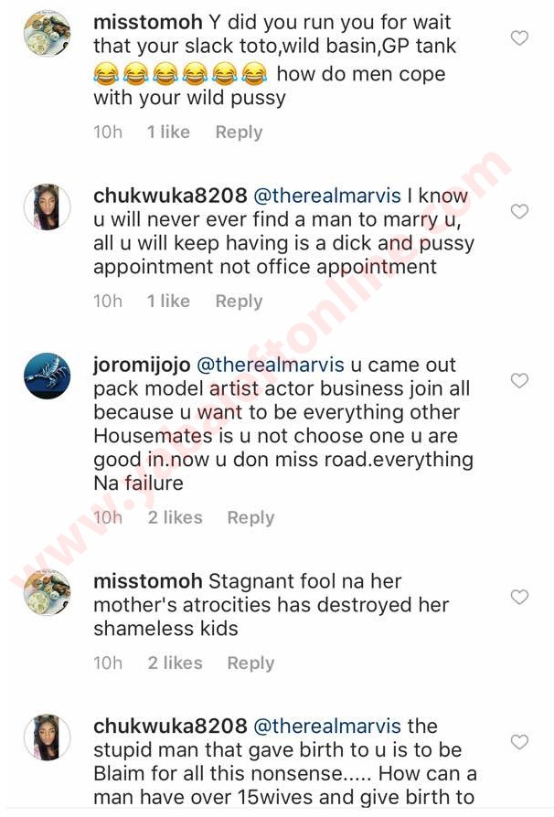 'I have your lesbian s*x tape, you have done series of abortion' - Efe Fans rips Marvis to shreds