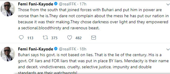 'Buhari runs a government of liars and for liars' - Femi Fani-Kayode