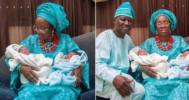 Amazing Grace! Nigerian Couple Welcome Twins After 27 Years Of Fruitless Marriage. (Photos)