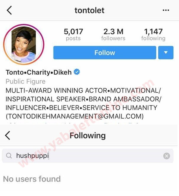 Tonto Dikeh unfollows Hushpuppi on Instagram, he unfollows her back