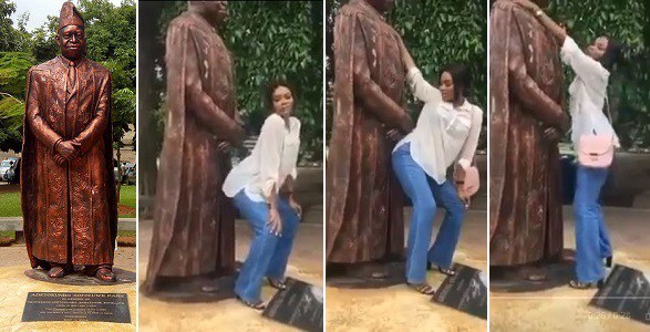 UNILAG Student Who Was Videoed Twerking On The Statue Of Former VC, Professor Tunde Sofoluwe Allegedly Rusticated.