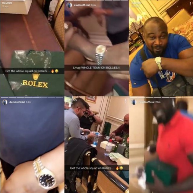 Davido buys rolex watch for his crew members as he turns 25 today.