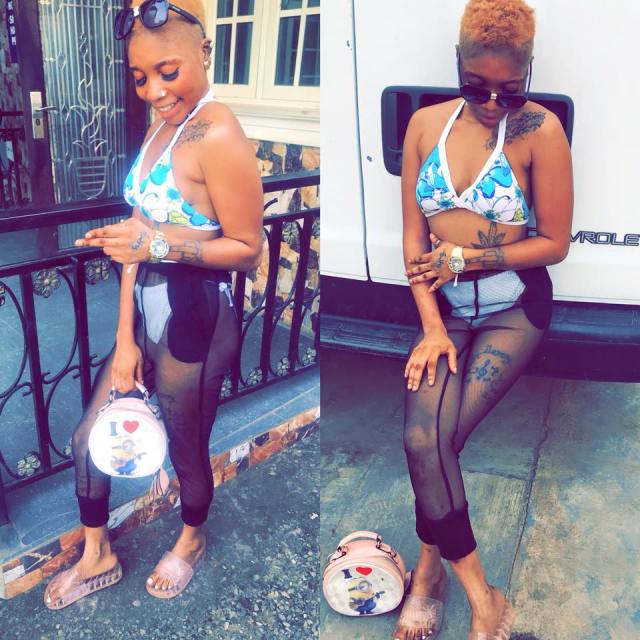 Slay queen shows off her expensive panties, tattoo in beautiful photos