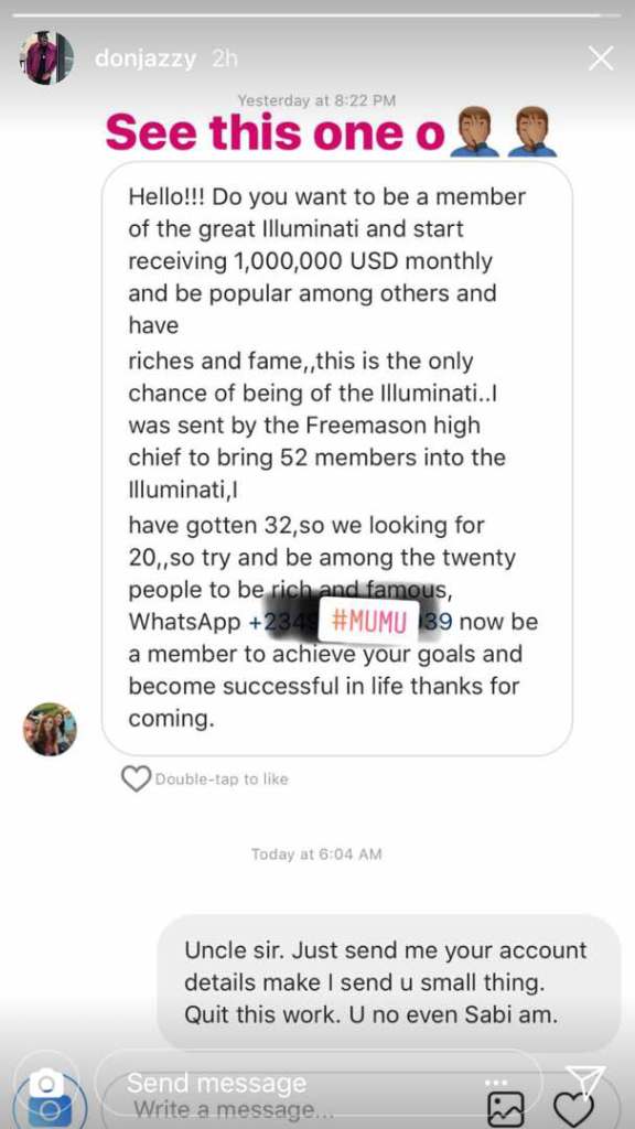 'I can make you earn $1m monthly' - Scammer tells Don Jazzy, He gives an Epic response!