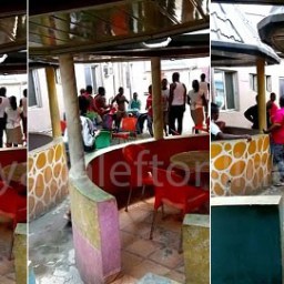 Nigerian guys at a beer parlour tells girl to strip for N2000... and she did! (video)