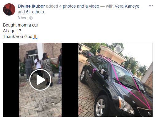 17-year-old Nigerian Boy buys his mom a car