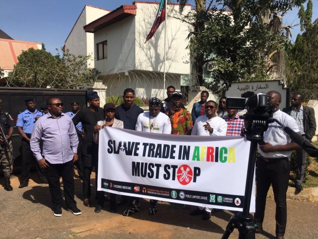 Charly Boy leads peaceful protest to Libyan Embassy in Abuja against Slave Trade