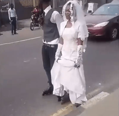 Checkout These Cute Photos Of Couple Skating To Their Wedding Reception Venue