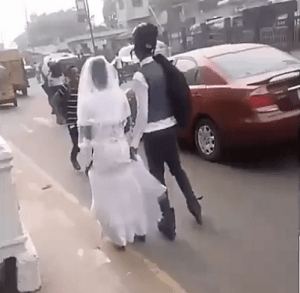 Checkout These Cute Photos Of Couple Skating To Their Wedding Reception Venue