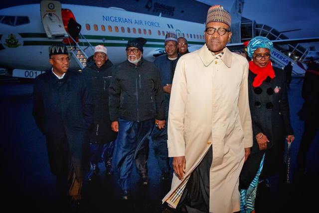 This Photo Of Buhari And His Aides' Arrival At Paris Has Got A Lot Of People Talking.