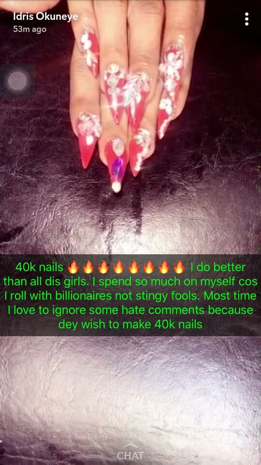 'I Roll With Billionaires Not Stingy Yahoo Boys' - Bobrisky Boasts As He Shows Off His Expensive Nails.