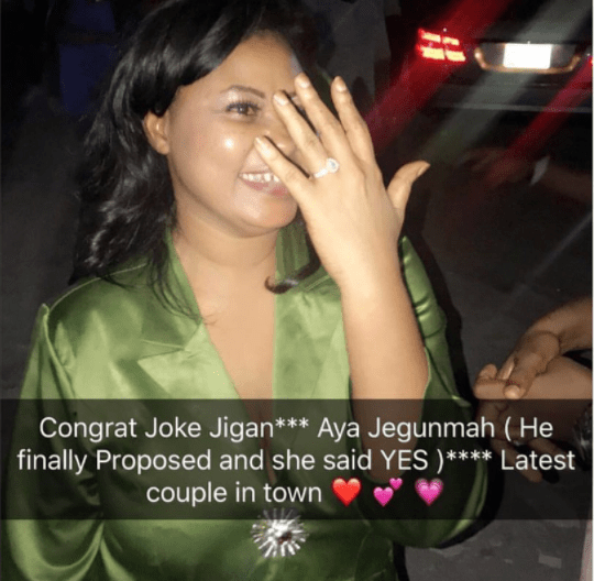 Actress Joke Jigan Gets Engaged To Her Boyfriend