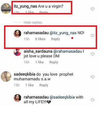 Kannywood Actress, Rahama Sadau reveals she's not a virgin