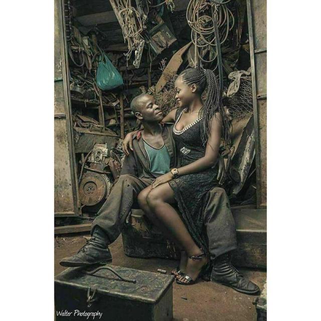 Viral pre-wedding photo of a mechanic and his fiancee