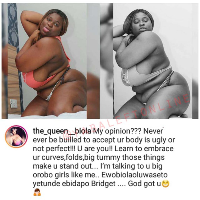 'Never be bullied to accept your body' - Nigerian plus sized lady says