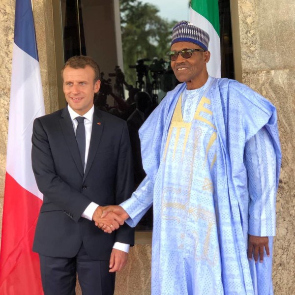 French President Emmanuel Macron visits President Buhari in Abuja