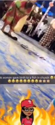 Nigerian lady gives birth to a catfish in Church (Photos+Video)