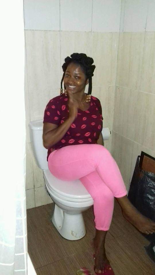 'Chilling in the toilet' - Nigerian lady spends quality time inside A/C ventilated toilet