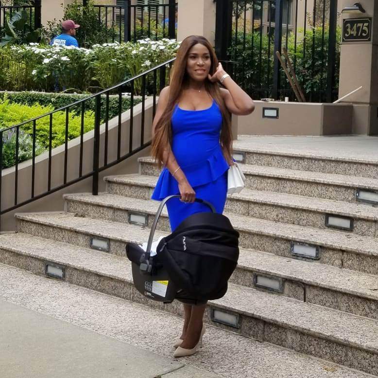 Linda Ikeji steps out with her son for the first time, shows off her post-baby bod