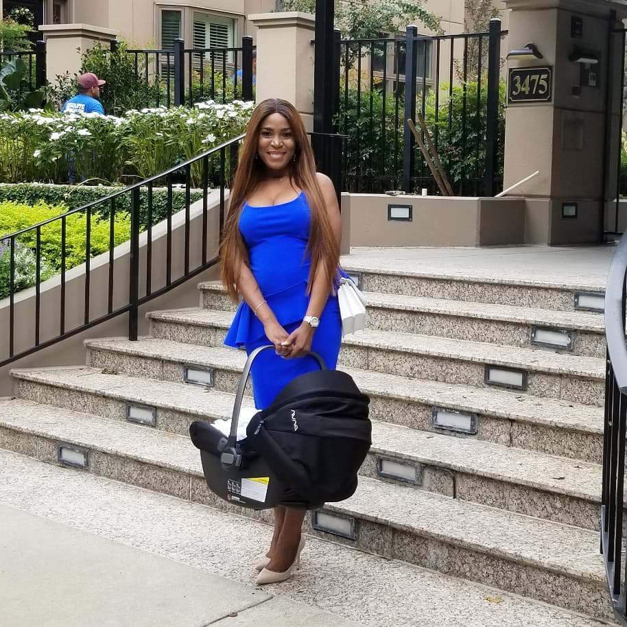 Linda Ikeji steps out with her son for the first time, shows off her post-baby bod